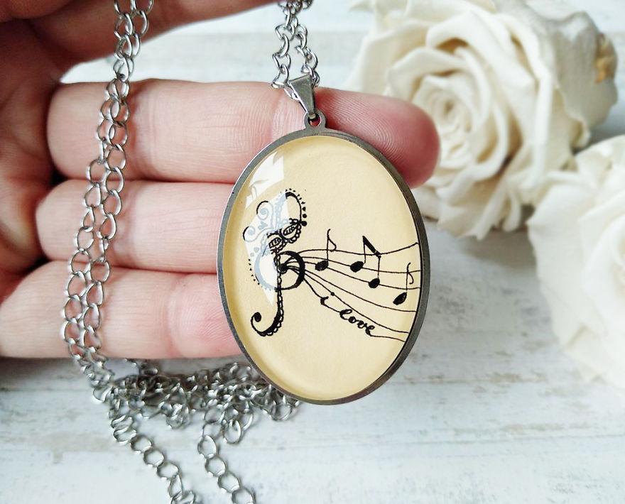 My Friend Challenged Me And I Did It, I Turned My Canvas Ink Drawings Into Jewelry.
