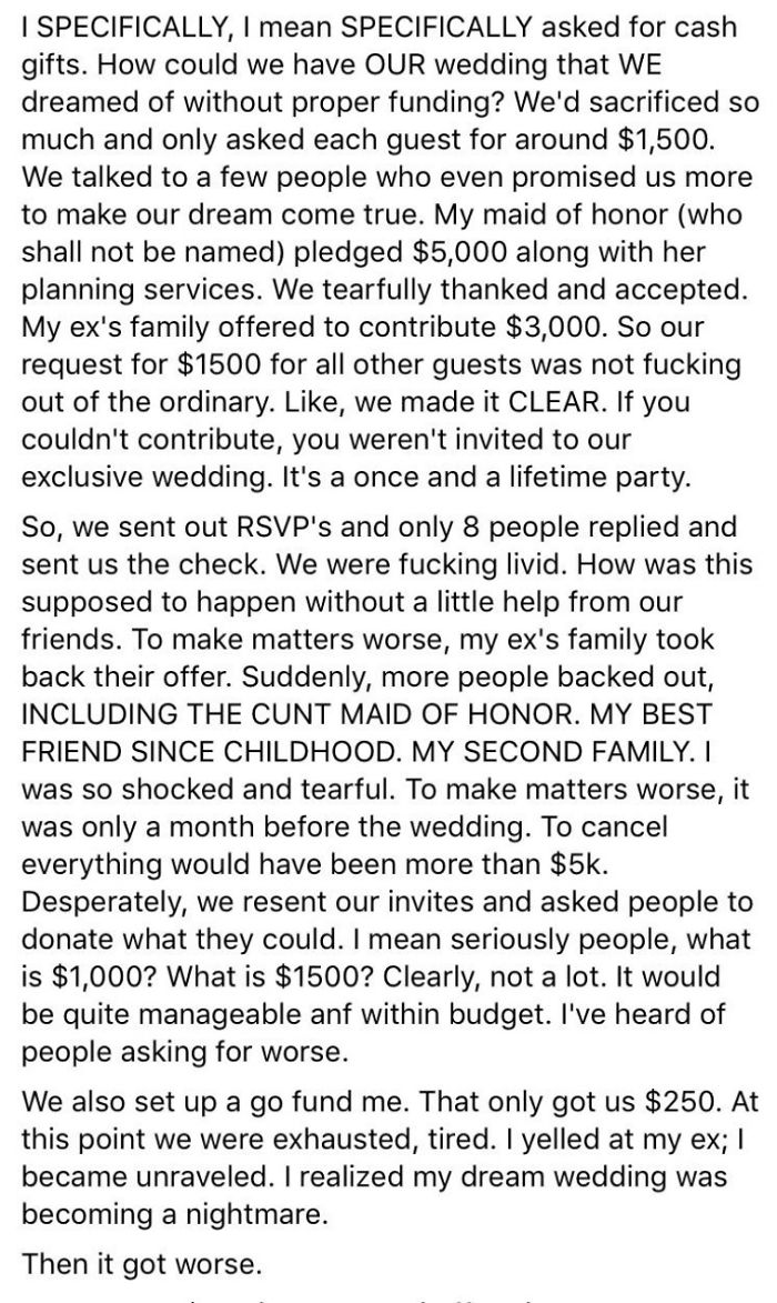 See How This Bride Responded When Her Guests Called Her Crazy For Expecting Them To Fund Her $60,000 Wedding!!