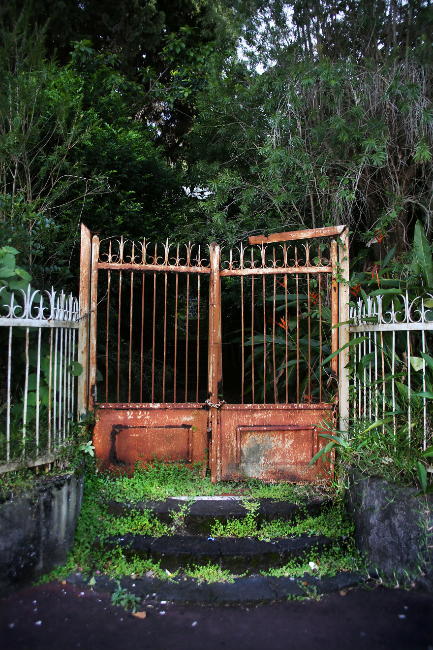 Entrance To An Abandoned Property In Le Tampon, Reunion Island