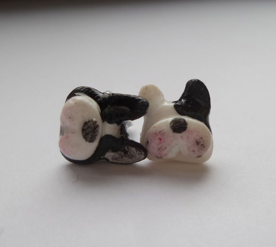I Made Mini French Bulldog Earrings Out Of Clay