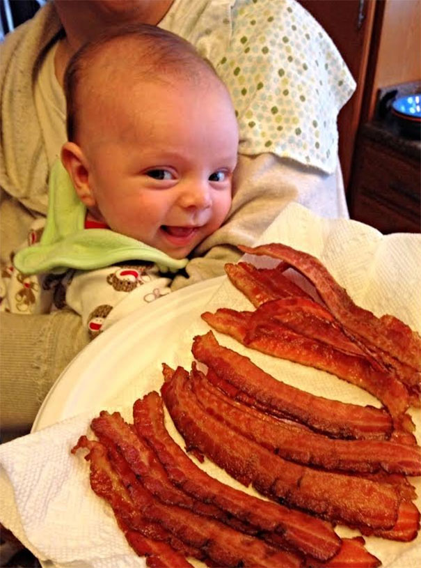 My Son Smelling Bacon For The First Time