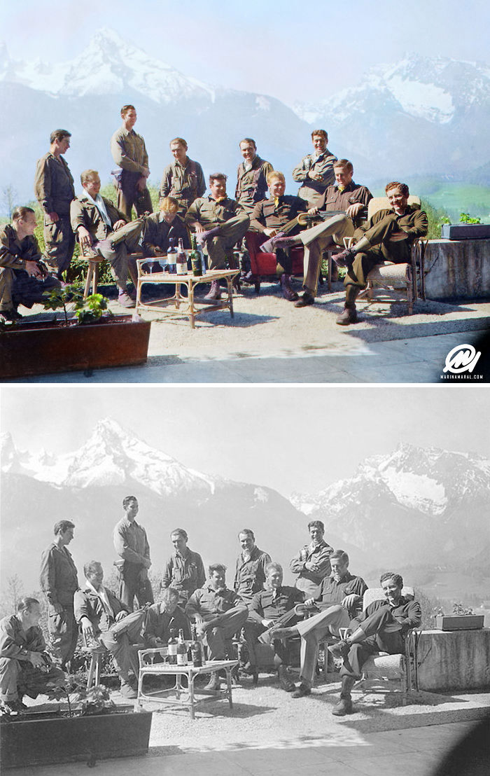 Dick Winters And His Easy Company (Hbo's Band Of Brothers) Lounging At Eagle's Nest, Hitler's Former Residence In The Bavarian Alps, 1945