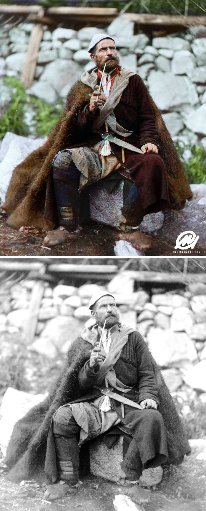 Old Peasant With Dagger And Long Smoking Pipe, Mestia, Svanetia, Georgia