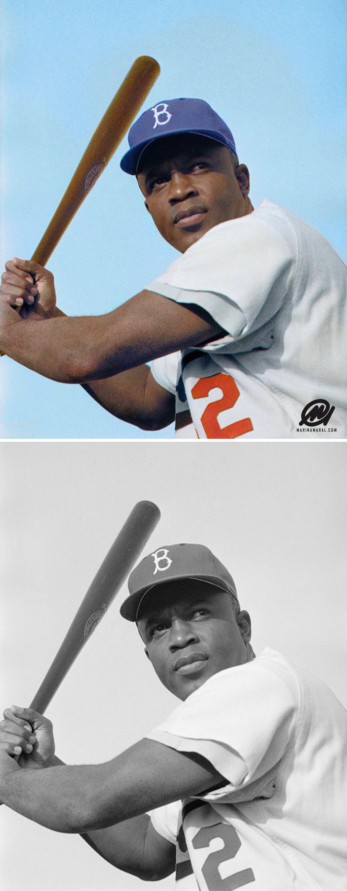 Jackie Robinson Of The Brooklyn Dodgers, Posed And Ready To Swing - 1 January 1954