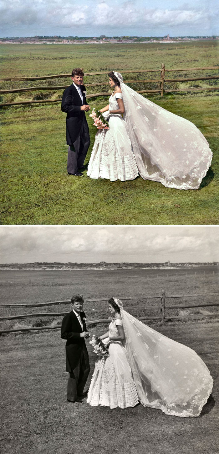 Senator John F. Kennedy And Jacqueline Bouvier Kennedy On Their Wedding Day. September 12, 1953