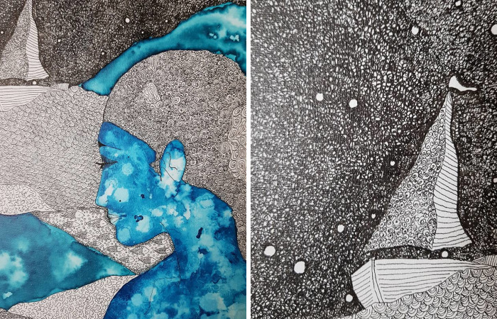 The Sea Of Watercolor And Ink