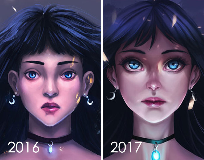 Redrawing My Old Artwork From 2016, Here Is My Year Progress