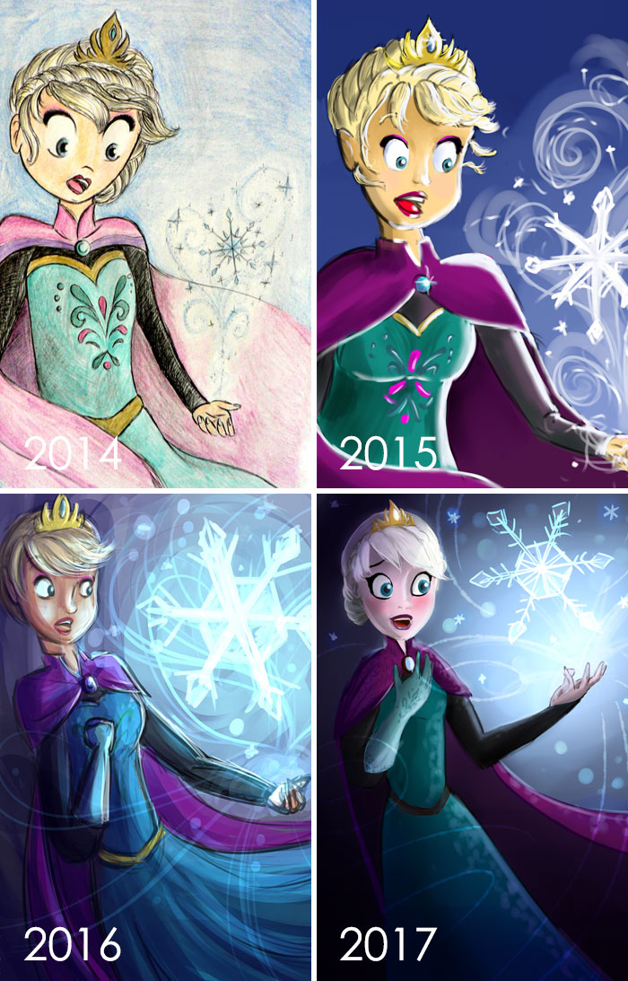 Re-Drewing Elsa Every Year Has Become My Tradition