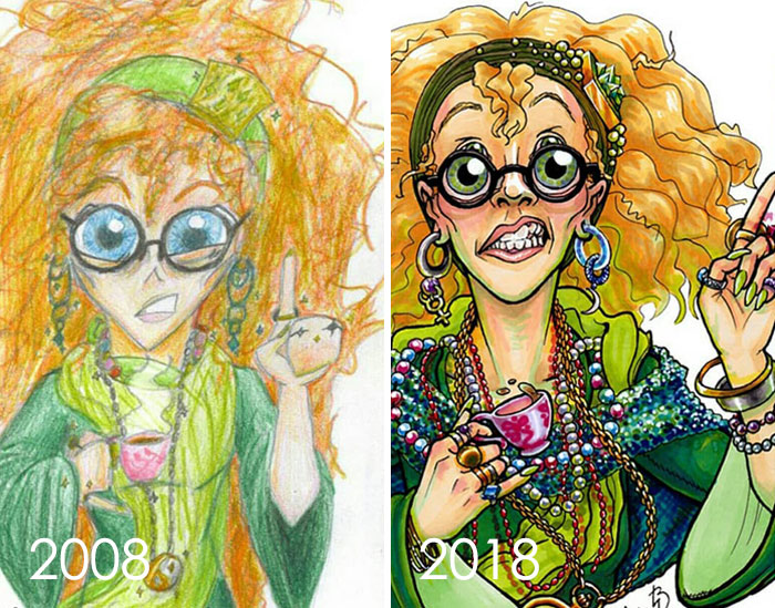 Nearly 10 Years Ago I Drew Sybill Trelawney From Harry Potter, And Now I’ve Done It Again. I Pushed Myself With The Details, And I’m So Proud