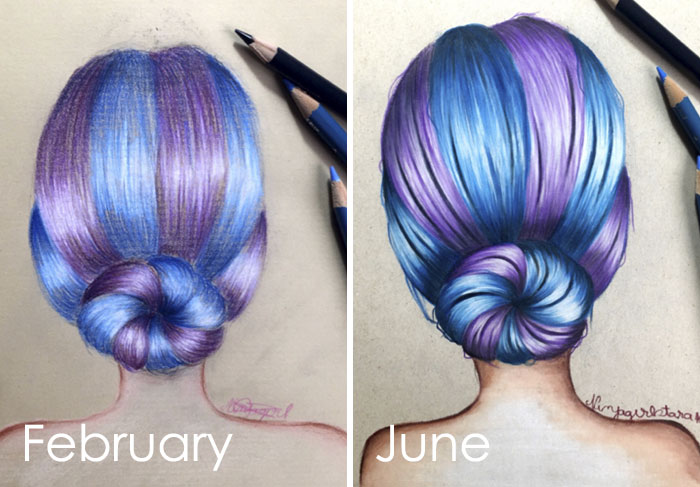 I Decided To Recreate One Of My First Hair Drawings To See The Difference