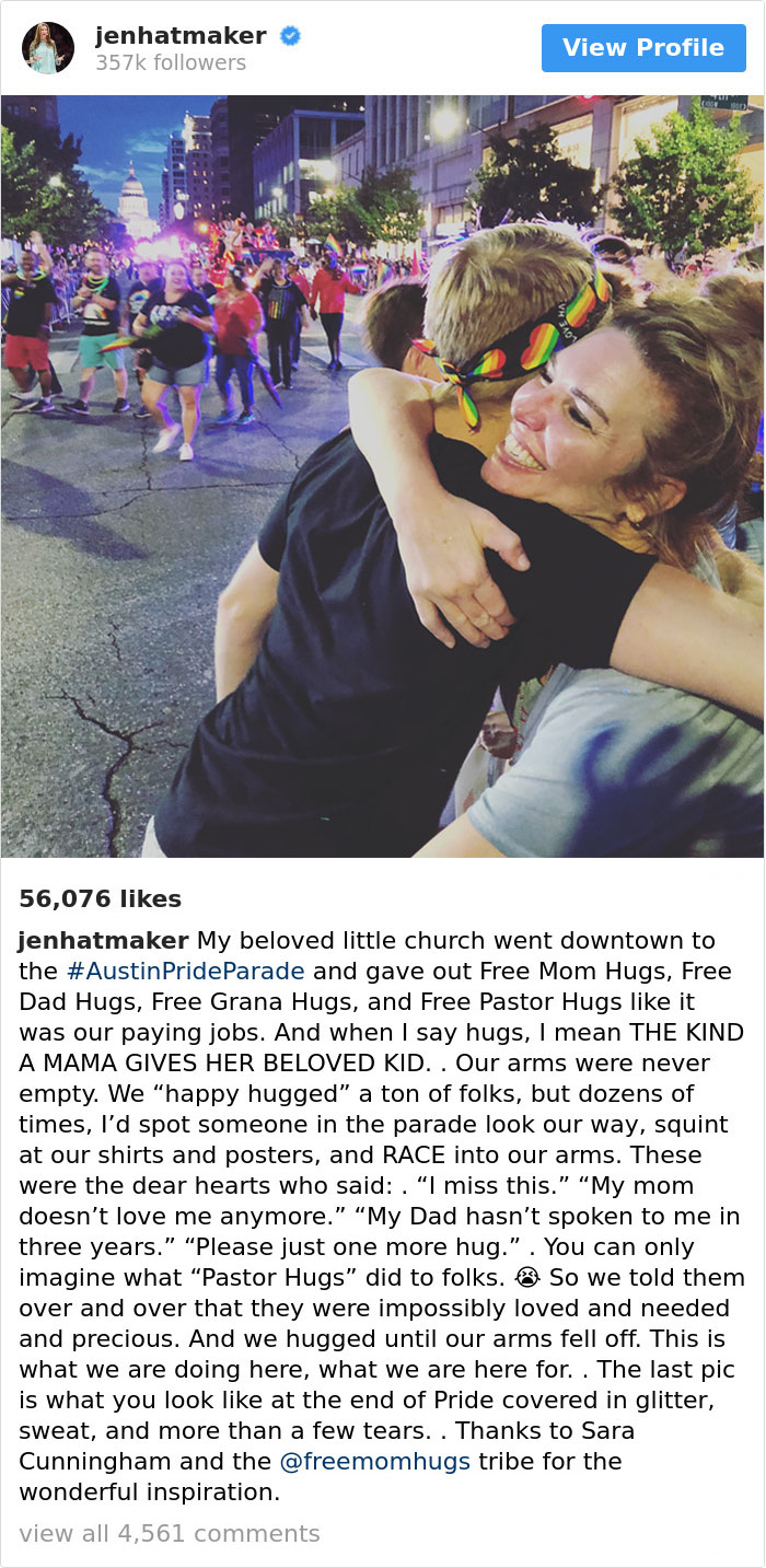 Church Offers ‘Free Mom Hugs’ To People Shunned By Their Families For Being Gay, And Their Reactions Are Heart-Melting