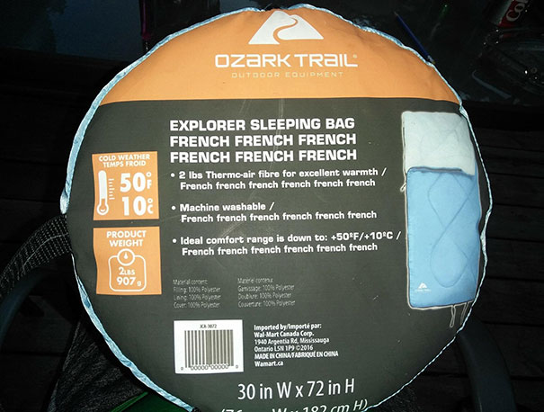 This Sleeping Bag Manufacturer Forgot To Fill In The French Translation