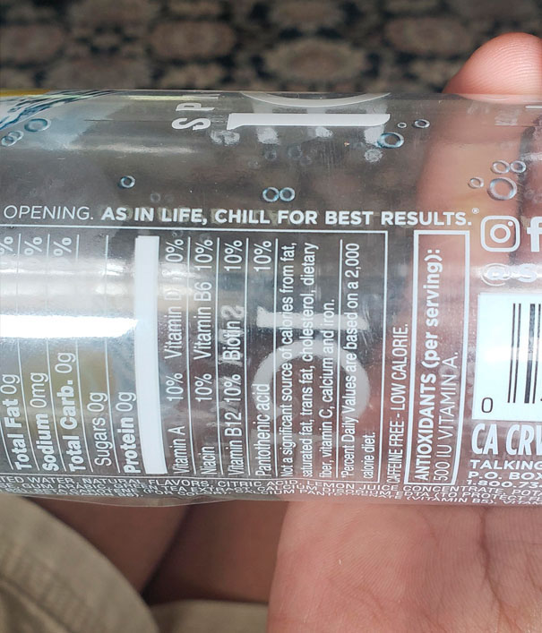 This Label On My Sparkling Ice Bottle