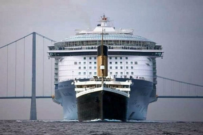 Comparación entre el Titanic y un barco de crucero moderno
