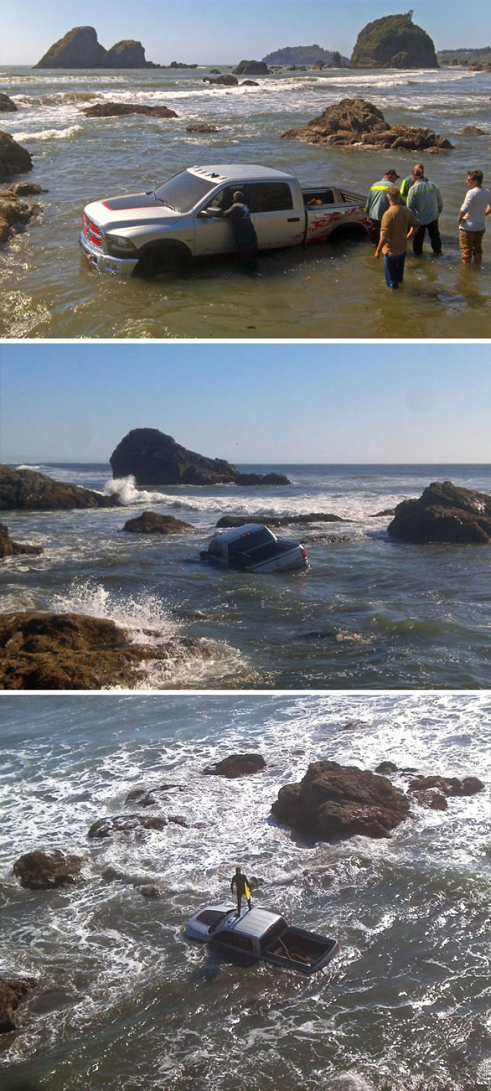 Dodge intentando grabar un anuncio en mi playa. El vehículo cuesta 60.000$