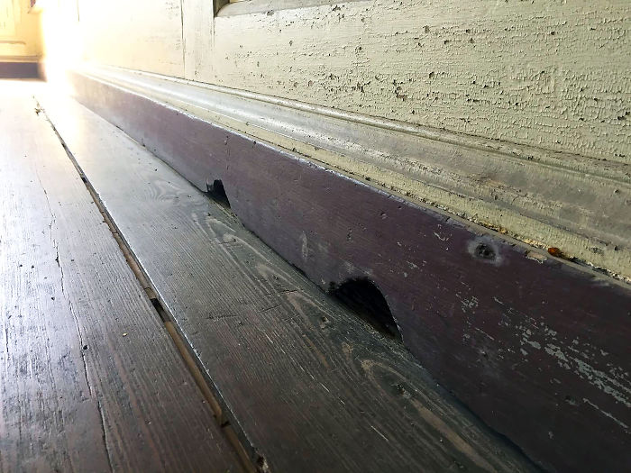 These "Tom And Jerry" Type Mouse Holes Gnawed In A House Built In 1741