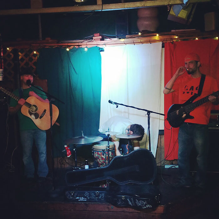 Played At An Irish Bar Last Night And Accidentally Dressed As The Flag Behind Us. It Was Dubbed "Camouflage Show" By Someone In The Crowd