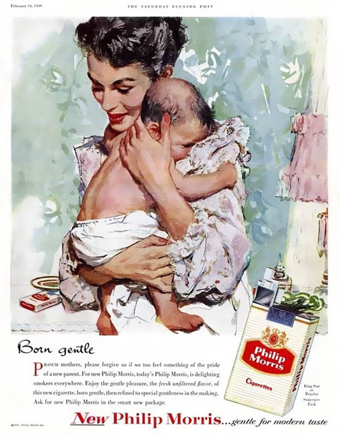 Women Who Had Just Given Birth To A Baby Weren't Prohibited To Smoke In The Hospital. 1940s Ad