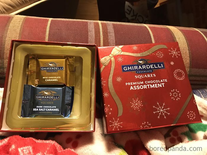 Ghirardelli Sells Six Chocolates In An Impressively Large Box That Doesn’t Even Close Properly After Opening It Once, And Honestly Has More Filler Plastic Than Chocolate