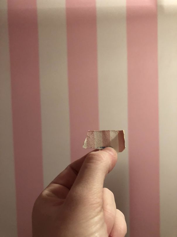 I Found This Tiny Piece Of Wallpaper That Was Stuck To My Wall From The 1970s (Previous Owners) Only To Find That It Matches The Way I Painted My Walls Today!