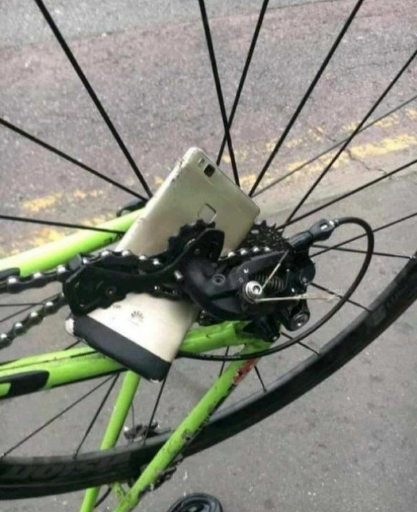This Person Dropped Their Phone In A Bike Chain While Riding