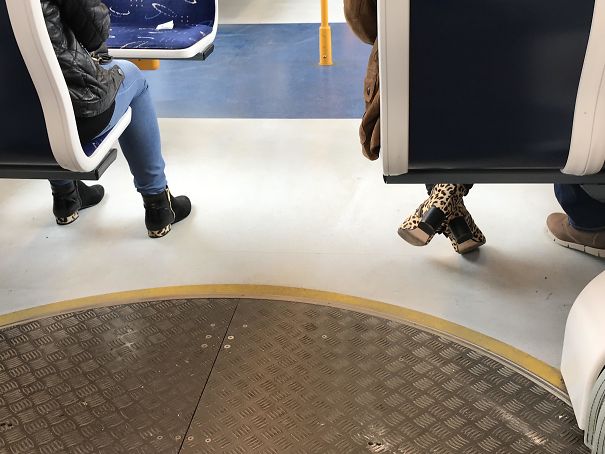 Spotted These Fellow Passengers With Opposite Shoes