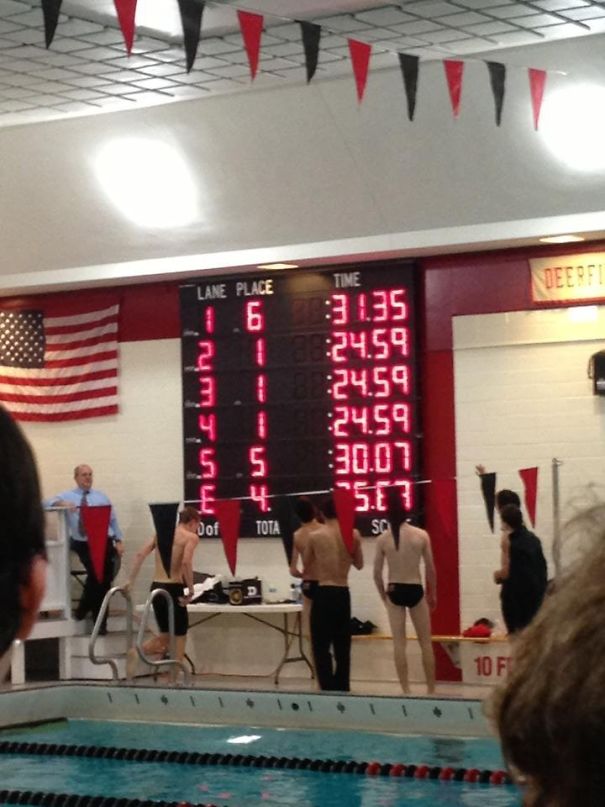 There Was A Three-Way Tie For First Place At A Swim Meet