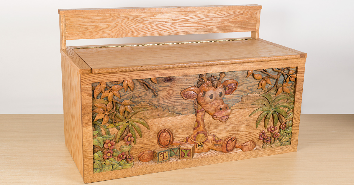 I Hand Carved Two Wooden Toy Boxes For Twins Designed Based On Their Favorite Toys