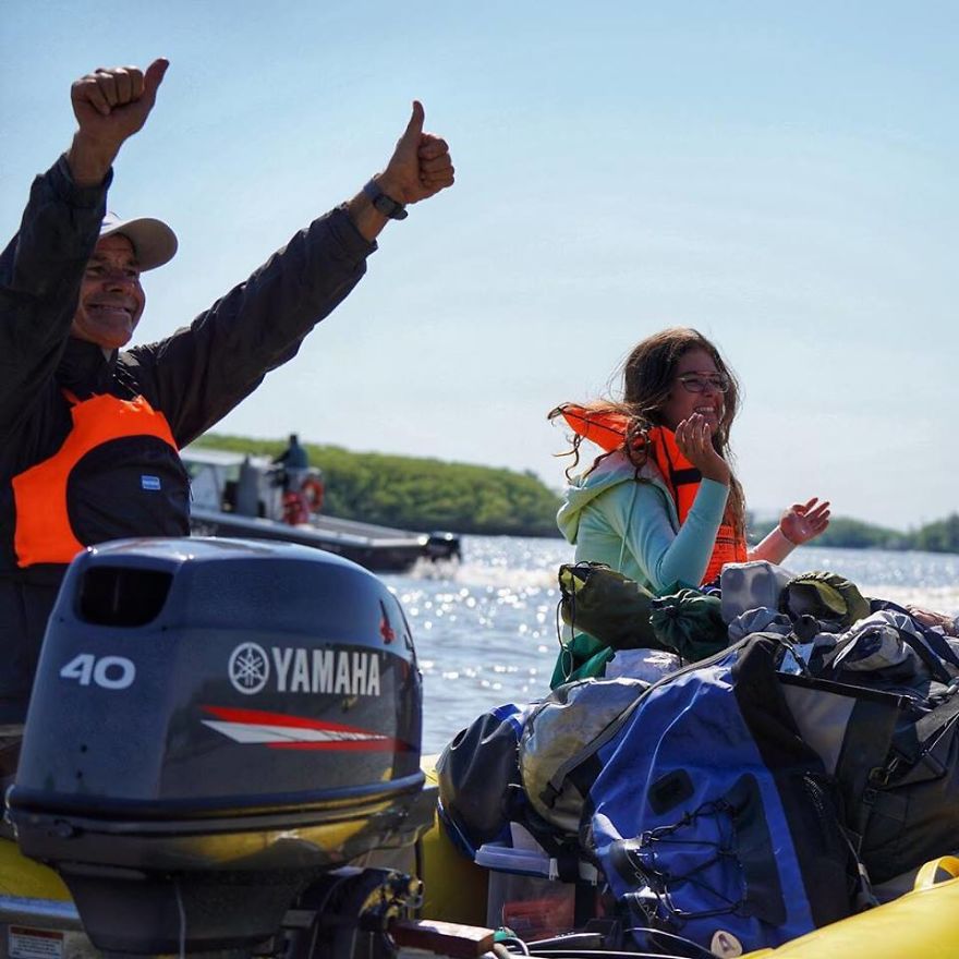 A Group Of Travelers Is Ascending Amazon River On The Inflatable Boats.