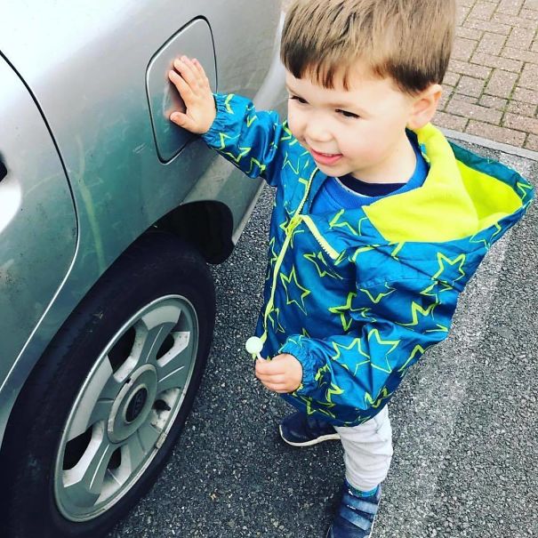 When Getting Out Of The Car By A Road Or In A Car Park, Ask Your Child To Touch ‘The Spot’ Aka The Fuel Cover Thingy! Especially Helpful For Anyone With Multiple Children Trying To Get Everyone Out Of The Car!