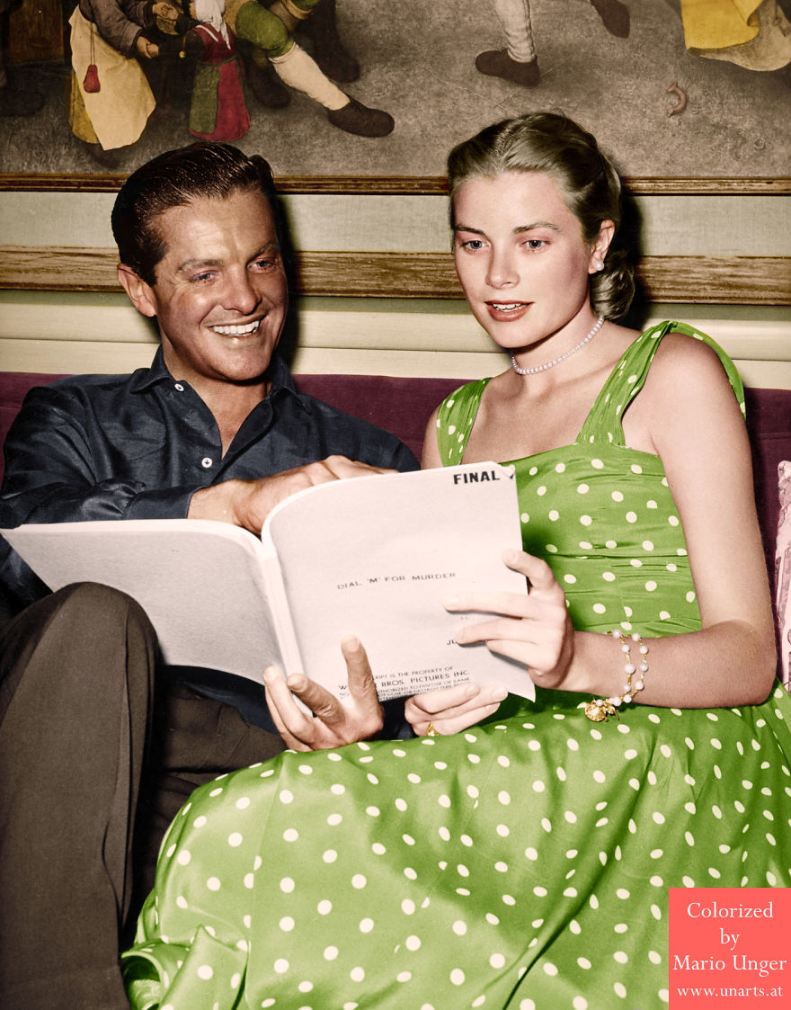 Grace Kelly With Robert Cummings, Famous Bruegel Painting On The Wall