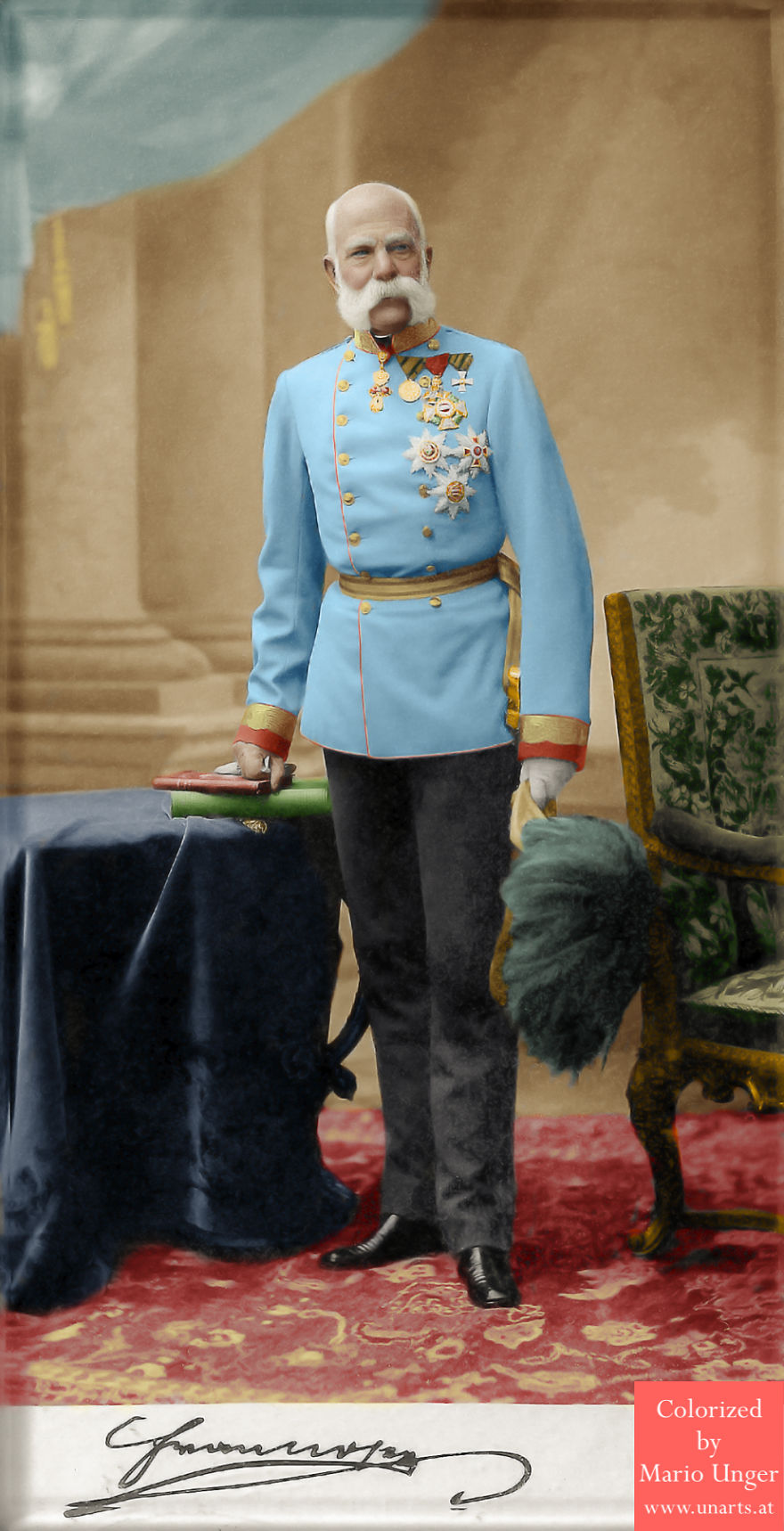 Kaiser Franz Joseph, 1895. The Second To Last Austrian Emporer In His Military Uniform