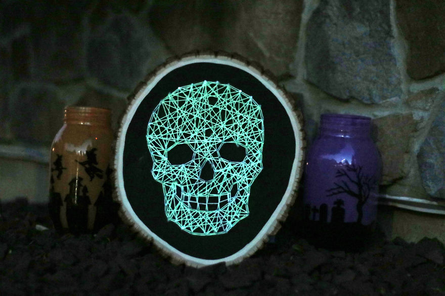 Glowing Skull String Art