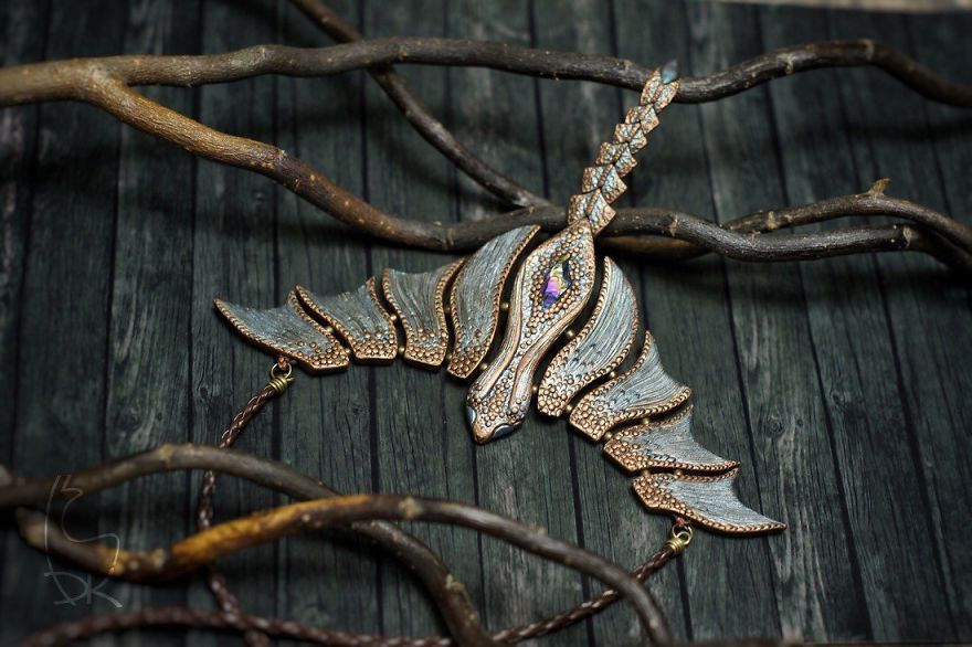 "Rainbow Crystal Dragon" Necklace