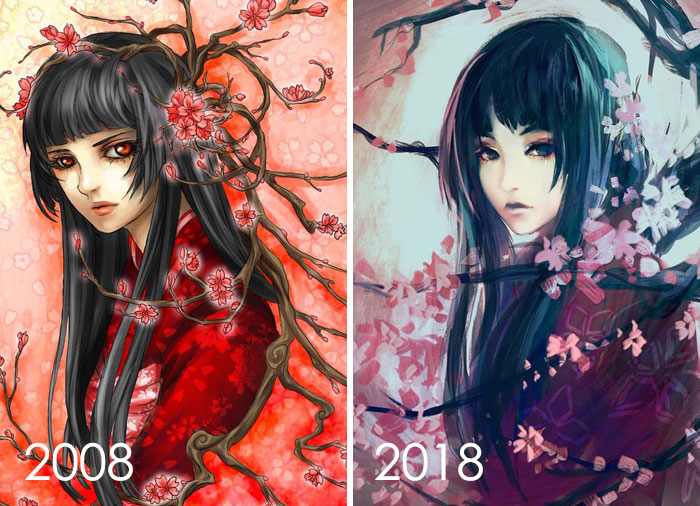 A Lot Has Changed In A Decade! Though The New One Is Just A Speed Paint So It Could Have Been Better. I Cringe At My Older Drawings