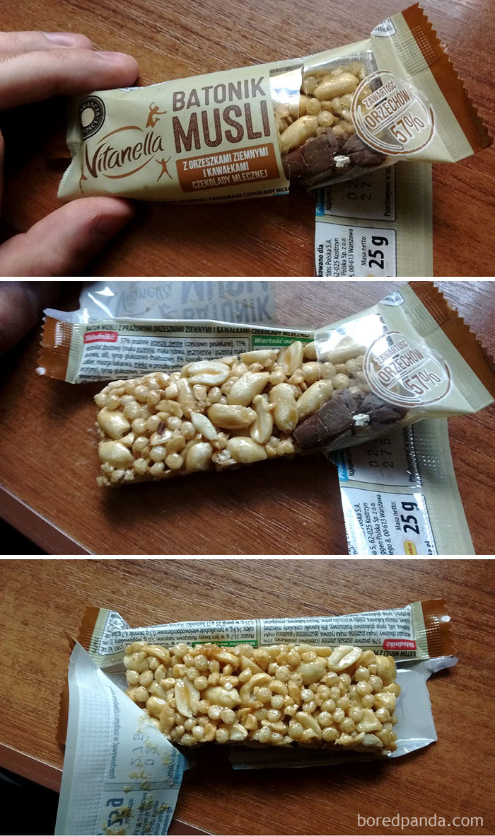 The Chocolate In The Chocolate Musli Bar Is Only Behind The Transparent Part