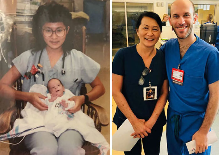 Esta enfermera descubrió que su colega médico es el bebé prematuro que tuvo que cuidar hace 28 años