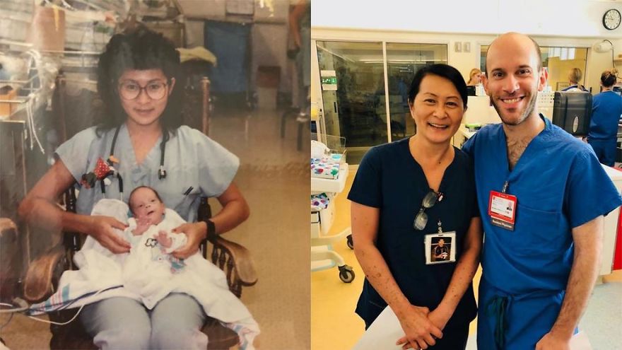 Nurse Save A Baby Born Too Early 28 Years Ago, He Came Back As Pediatric Doctor In The Same Hospital, Now They Are Colleagues.