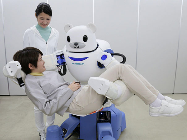 Japan Is A Rapidly Ageing Population And Is Running Out Of Workers To Take Care For Elders. They Are Solving This Problem With Robots. One Of Them - Robear - Is Able To Lift A Parson And Transfer Him To A Wheelchair Or Help To Get To A Bathroom