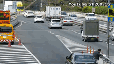 Japanese Prime Minister's Motorcade Merging Into Traffic