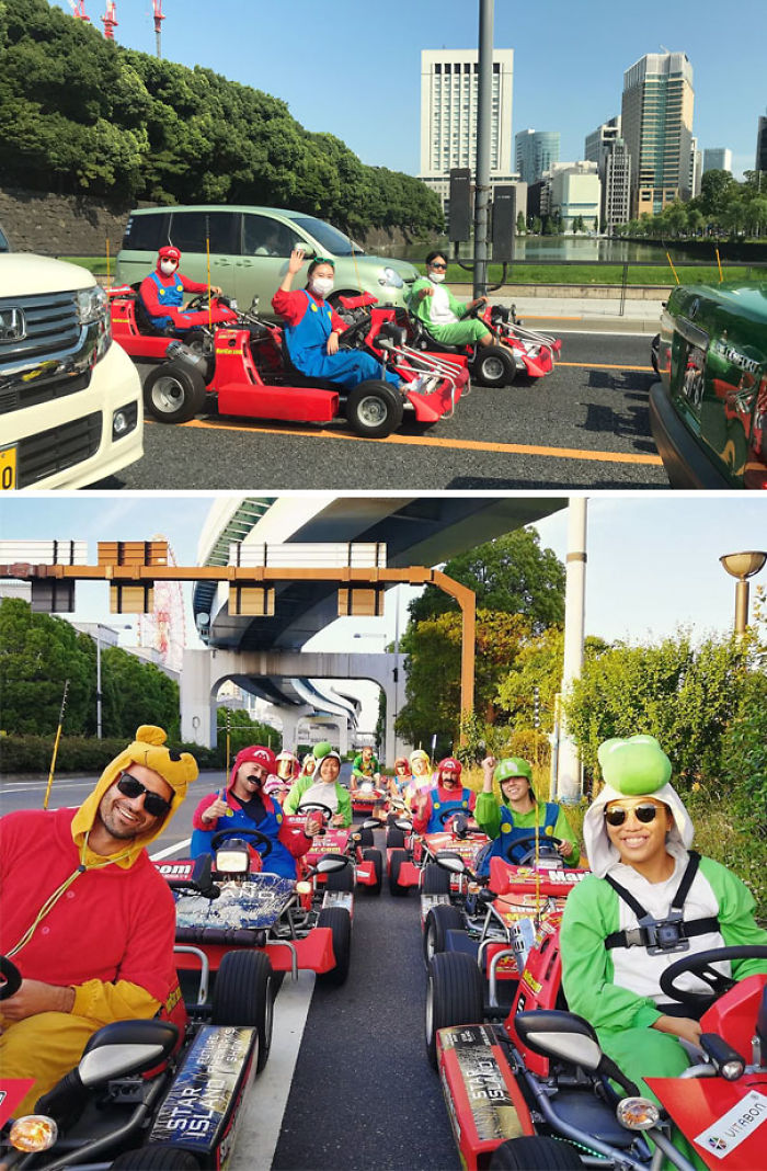 Un Kart De Mario De La Vida Real Corriendo En El Tráfico De Tokio
