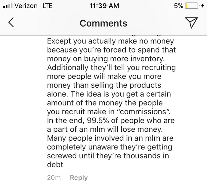 Guy Explains Pyramid Schemes With One Instagram Comment To Someone Involved In One, Makes Her Quit Immediately