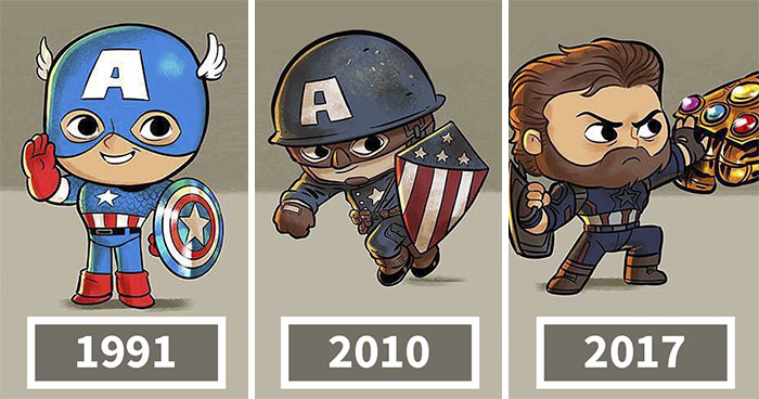 Artist Illustrates The Evolution Of Pop Culture Icons, And The Result Is Too Cute