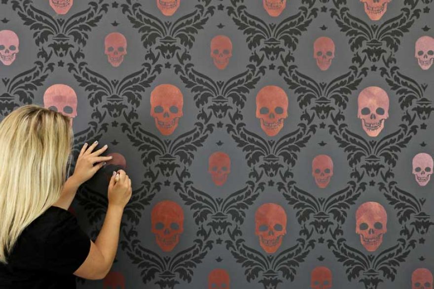 Create A Ghoulishly Great Halloween Accent Wall With Stencils