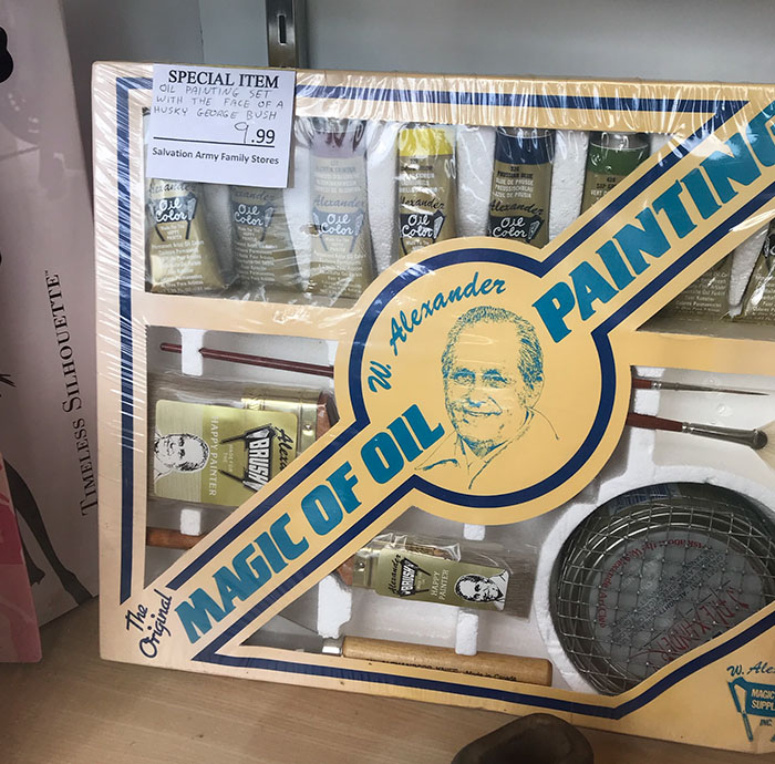 Oil Painting Set With The Face Of Husky George Bush