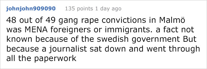 Somebody Calls Sweden The 'Rape Capital Of The World,' Gets Shut Down With Facts