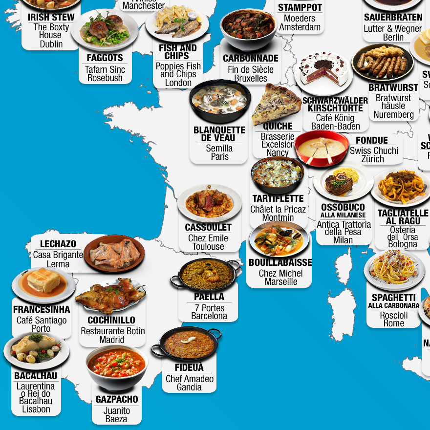 30 Maps Reveal The Tastiest Dishes Around The World