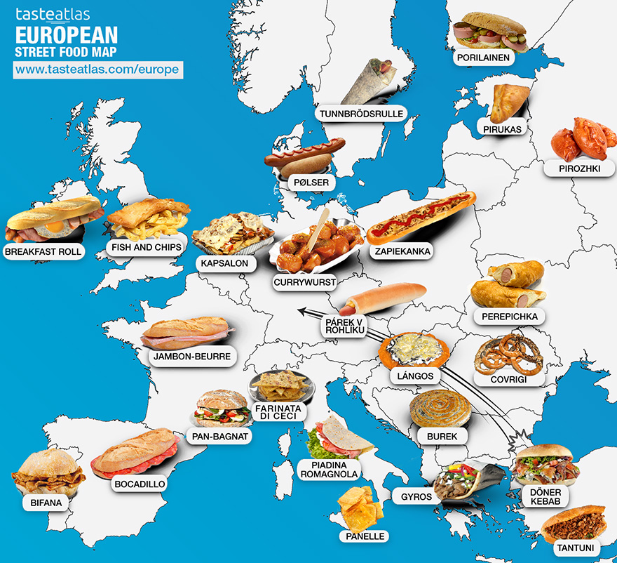 30 Maps Reveal The Tastiest Dishes Around The World