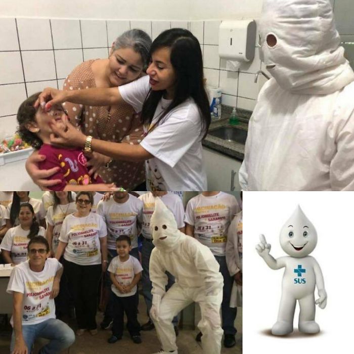 La mascota de las vacunas en Brasil parece del KKK