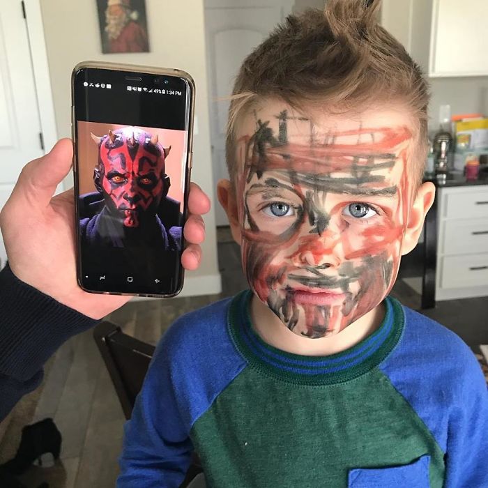 My 4-Year-Old Found Permanent Markers And Is So Proud That He Is Now Darth Maul